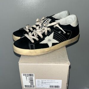 Women’s Super-Star in black velvet with white leather star and heel tab